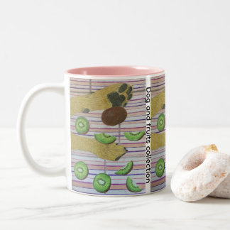 Dog paws and kiwi Two-Tone coffee mug