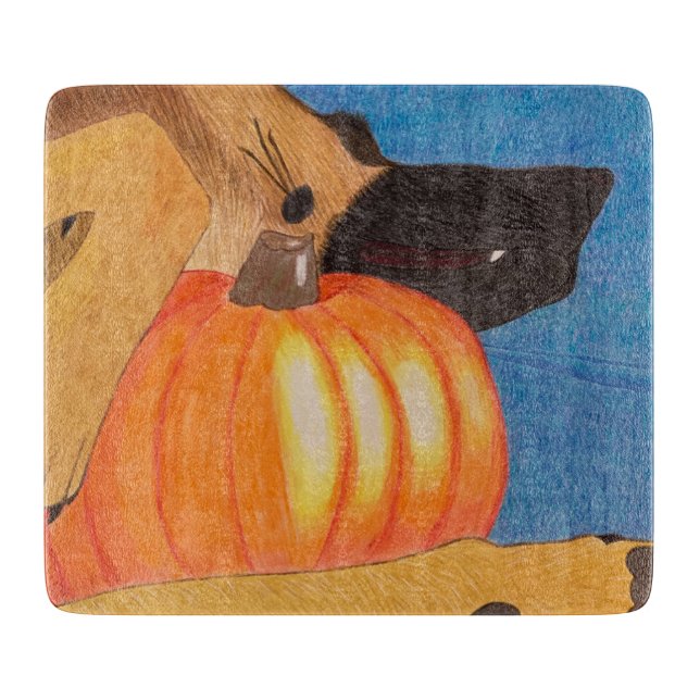 Dog paws and pumpkin cutting board (Front)