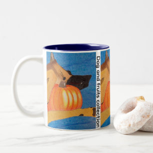 Dog paws and pumpkin Two-Tone coffee mug