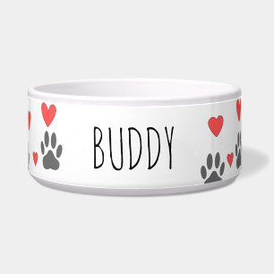 Dog Paws And Red Hearts Custom Name