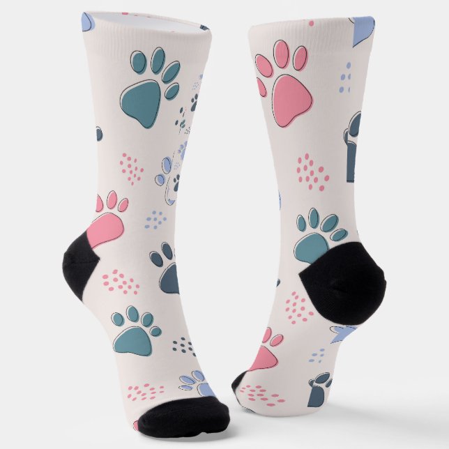 Dog Paws Animal Cute Pet Paws Gift For Pet Lovers  Socks (Angled)