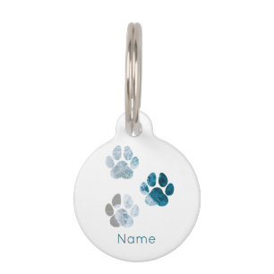 Dog Paws- Beach Waves and Sand Beach Pet's Name Pet Tag