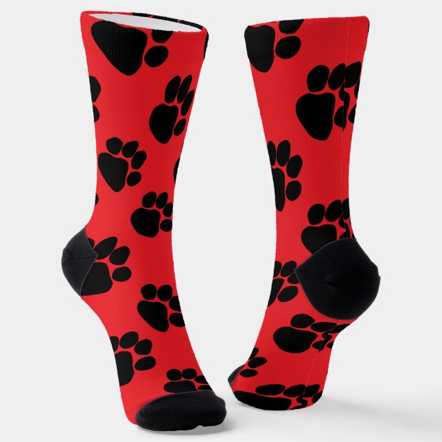 Dog Paws Birthday Gift Red Socks (Angled)