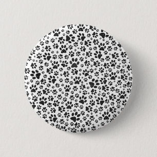 Dog Paws Black and White Polka Dot 6 Cm Round Badge