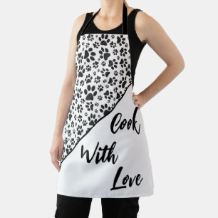 Dog Paws Black and White Polka Dot  Apron