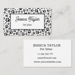 Dog Paws Black and White Polka Dot Business Card