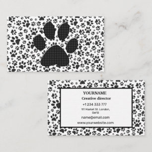 Dog Paws Black and White Polka Dot  Business Card