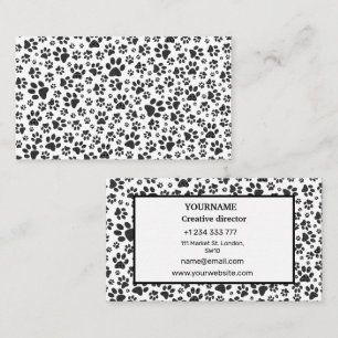 Dog Paws Black and White Polka Dot Business Card