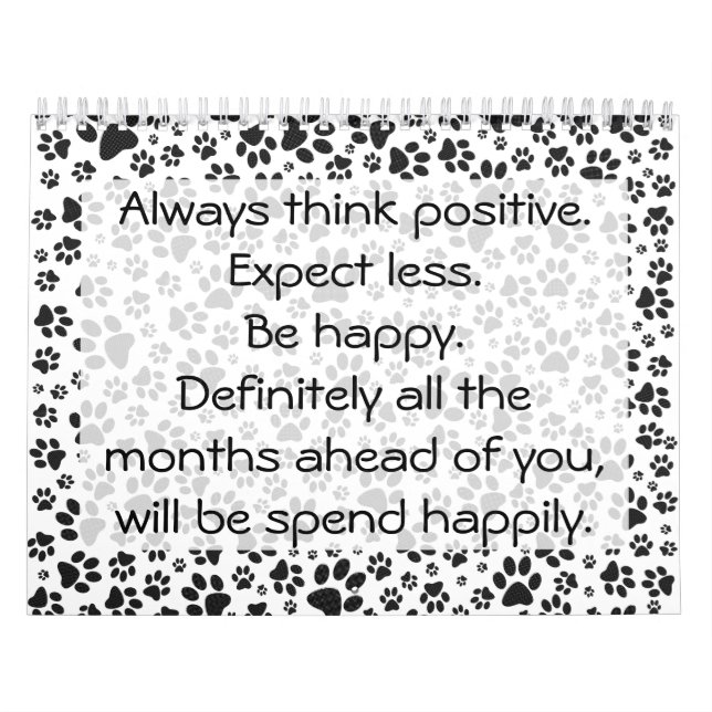 Dog Paws Black and White Polka Dot  Calendar (Cover)