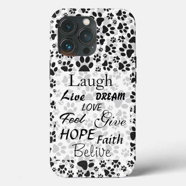 Dog Paws Black and White Polka Dot  Case-Mate iPho Case-Mate iPhone Case (Back)