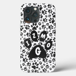 Dog Paws Black and White Polka Dot Case-Mate iPho iPhone 13 Pro Case