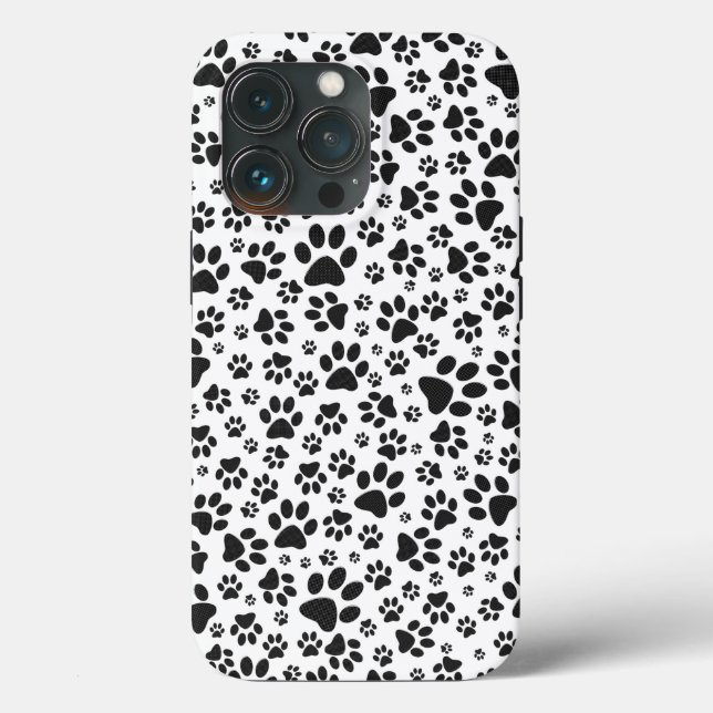 Dog Paws Black and White Polka Dot  Case-Mate iPhone Case (Back)