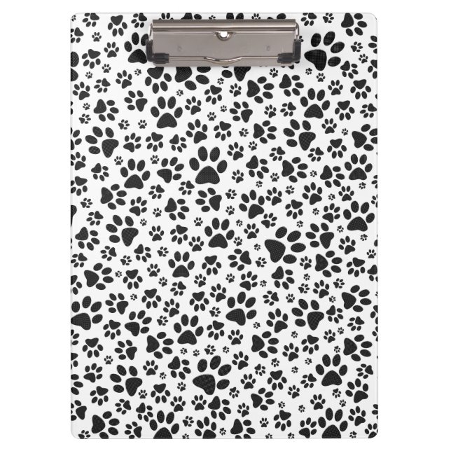 Dog Paws Black and White Polka Dot  Clipboard (Front)