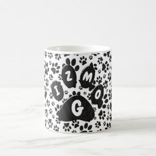 Dog Paws Black and White Polka Dot  Coffee Mug