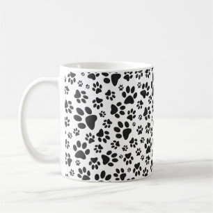 Dog Paws Black and White Polka Dot Coffee Mug