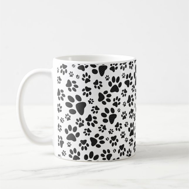 Dog Paws Black and White Polka Dot  Coffee Mug (Left)