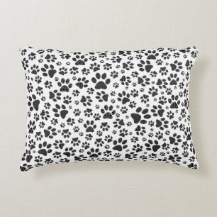Dog Paws Black and White Polka Dot Decorative Cushion