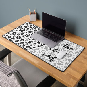 Dog Paws Black and White Polka Dot  Desk Mat