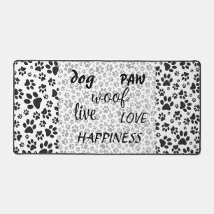 Dog Paws Black and White Polka Dot  Desk Mat
