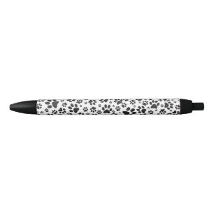 Dog Paws Black and White Polka Dot Ink Pen