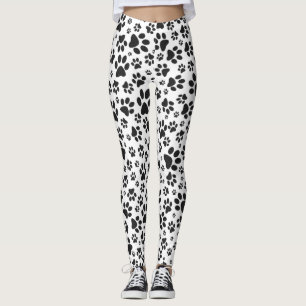 Dog Paws Black and White Polka Dot  Leggings