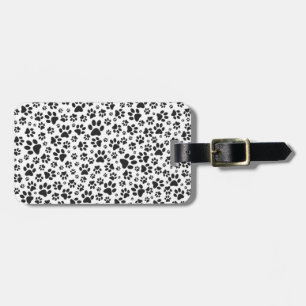Dog Paws Black and White Polka Dot  Luggage Tag