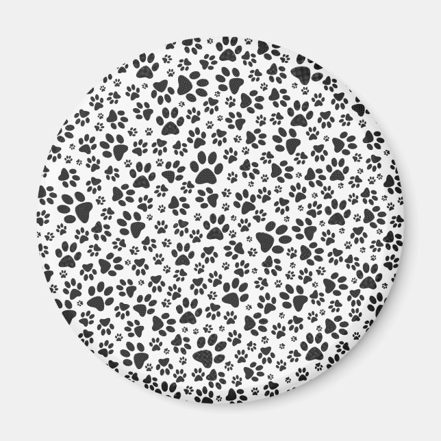 Dog Paws Black and White Polka Dot  Magnet (Front)