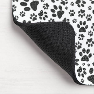 Dog Paws Black and White Polka Dot Mouse Mat