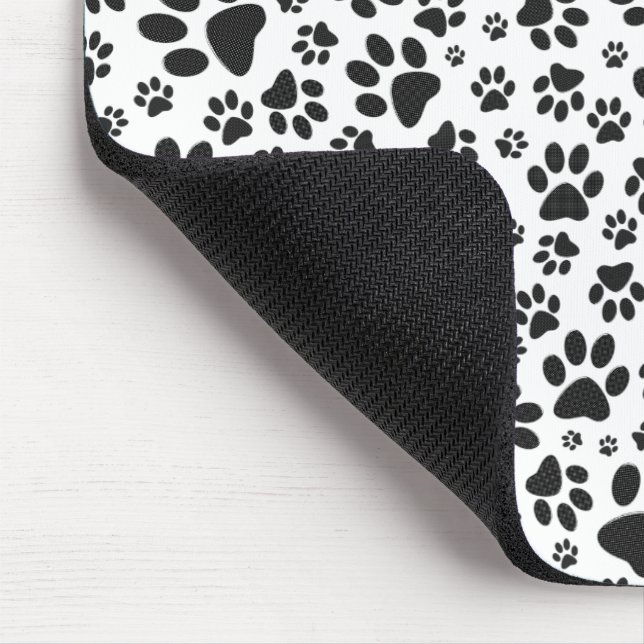 Dog Paws Black and White Polka Dot  Mouse Mat (Corner)