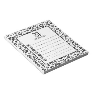 Dog Paws Black and White Polka Dot Notepad