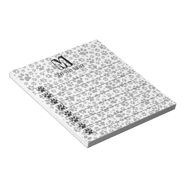 Dog Paws Black and White Polka Dot  Notepad (Angled)