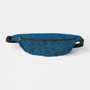 Dog Paws Black and White Polka Dot on blue Bum Bags