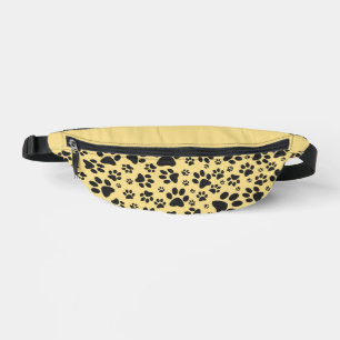 Dog Paws Black and White Polka Dot on butter cream Bum Bags