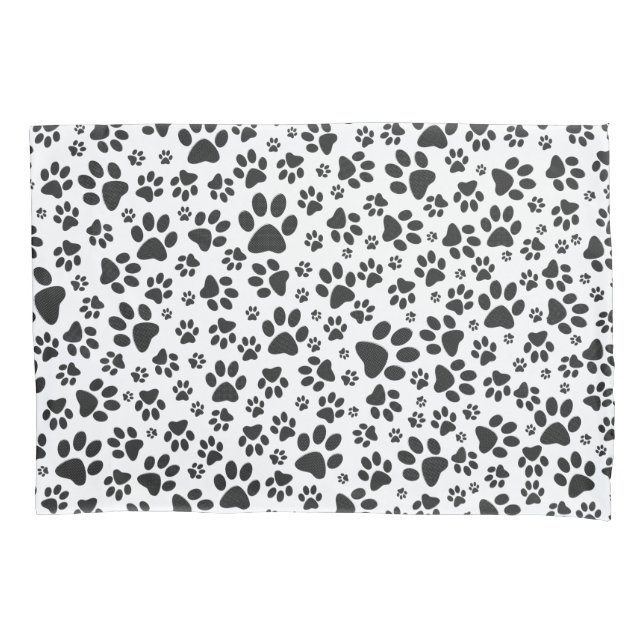 Dog Paws Black and White Polka Dot  Pillowcase (Front)