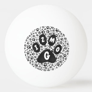 Dog Paws Black and White Polka Dot Ping Pong Ball