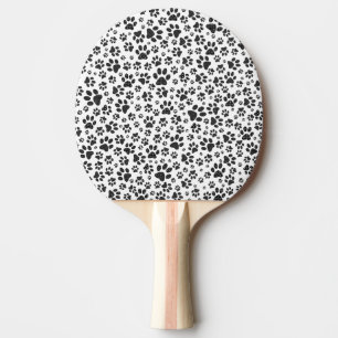 Dog Paws Black and White Polka Dot Ping Pong Paddle