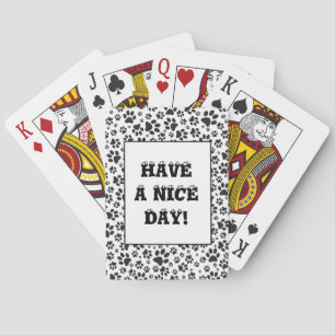 Dog Paws Black and White Polka Dot  Playing Cards