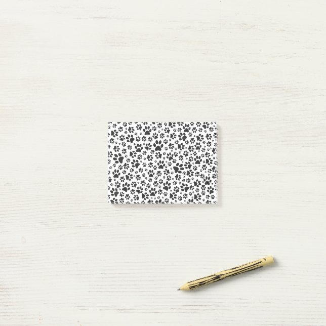 Dog Paws Black and White Polka Dot  Post-it Notes (On Desk)