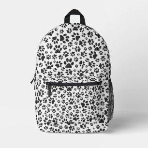 Dog Paws Black and White Polka Dot Printed Backpack