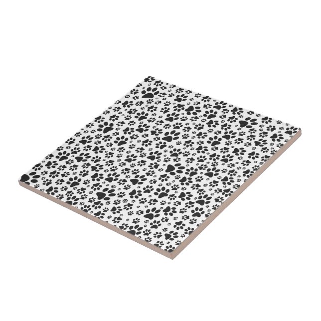Dog Paws Black and White Polka Dot  Tile (Side)