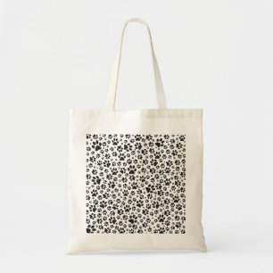 Dog Paws Black and White Polka Dot  Tote Bag