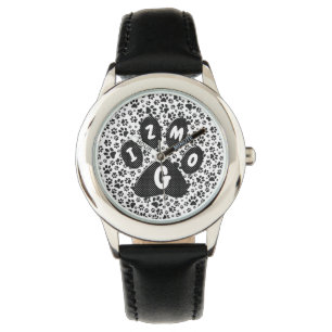 Dog Paws Black and White Polka Dot  Watch