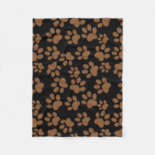 dog paws black fleece blanket