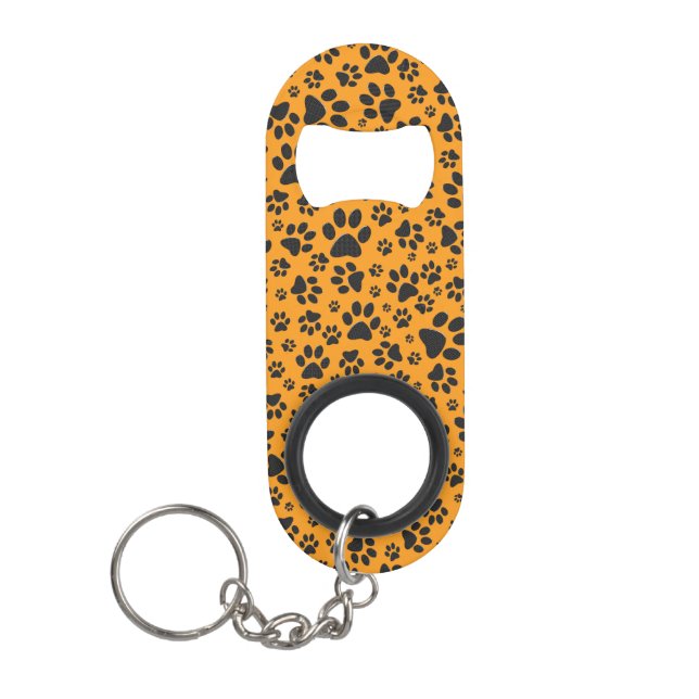 Dog Paws Black & White Polka Dot on dahlia orange (Front)