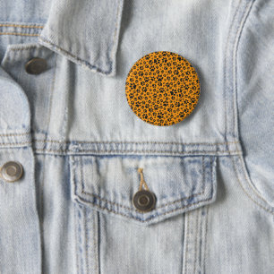 Dog Paws Black & White Polka Dot on dahlia orange 6 Cm Round Badge