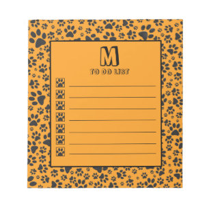 Dog Paws Black & White Polka Dot on dahlia orange  Notepad
