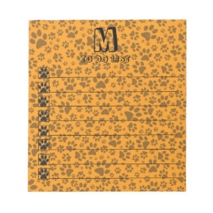 Dog Paws Black & White Polka Dot on dahlia orange Notepad