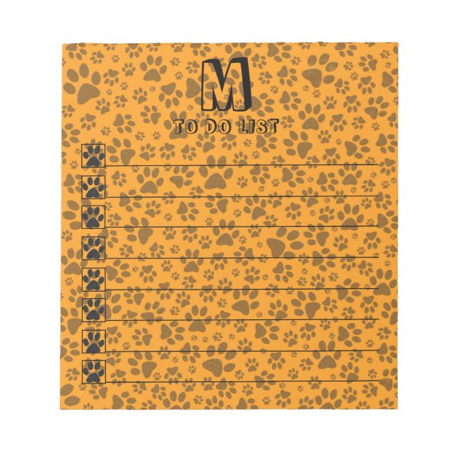Dog Paws Black & White Polka Dot on dahlia orange Notepad (Front)