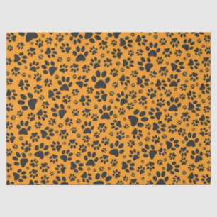 Dog Paws Black & White Polka Dot on dahlia orange Tissue Paper