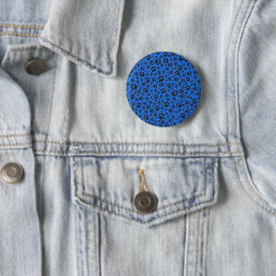 Dog Paws Black & White Polka Dot on tech blue 6 Cm Round Badge